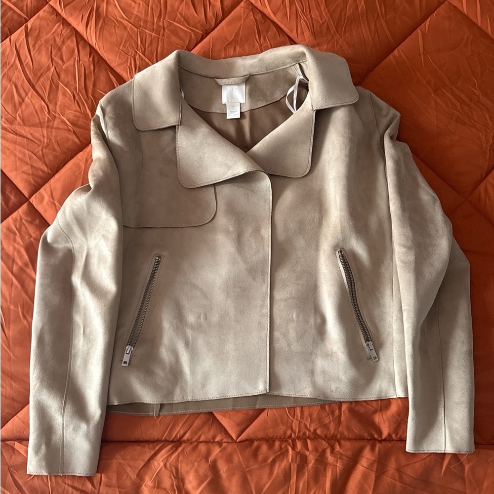 H&M Women's Cream Leather Jacket
